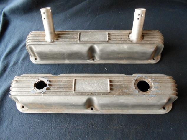 Sb mopar circle track style finned alum valve covers rat rod gasser 318 340 360 