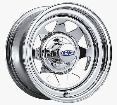 Cragar wheel nomad ii steel chrome 15"x7" 5x4.5" bolt circle 3.75" backspace ea
