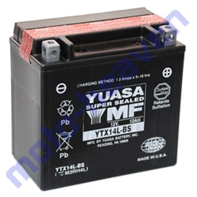 Genuine yuasa battery ytx14l-bs maintenance free harley 04-12 xl xlh sportster 