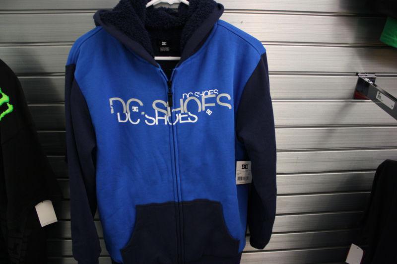 Kids dc shoes lined zipup fleece hoodie blue xlarge