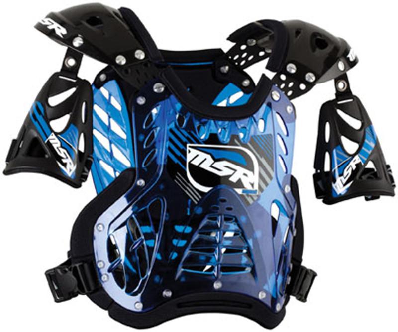 New msr impact youth motocross chest deflector, blue/black, med/md