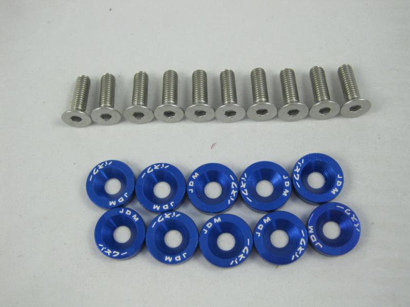 10 pcs blue color jdm aluminum fender washers for honda civic integra rsx ek