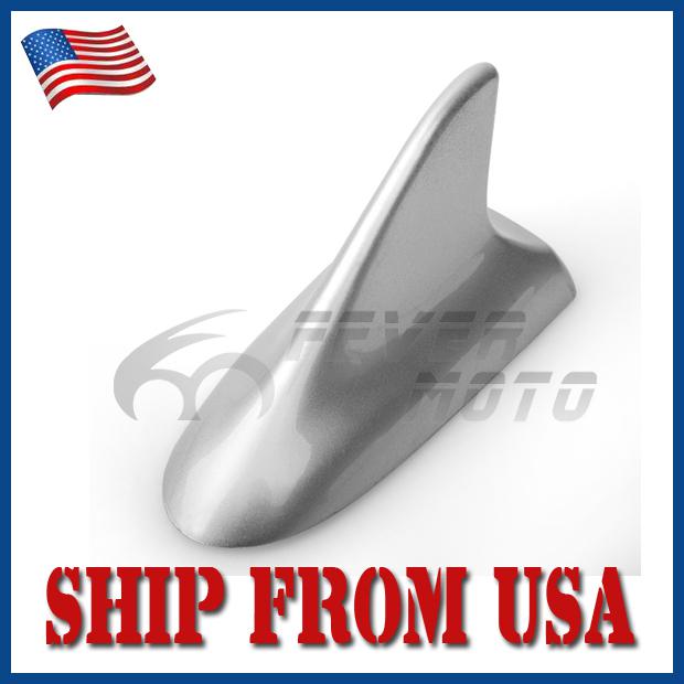 Us hot decoration silver shark fin style roof top car aerial antenna base new