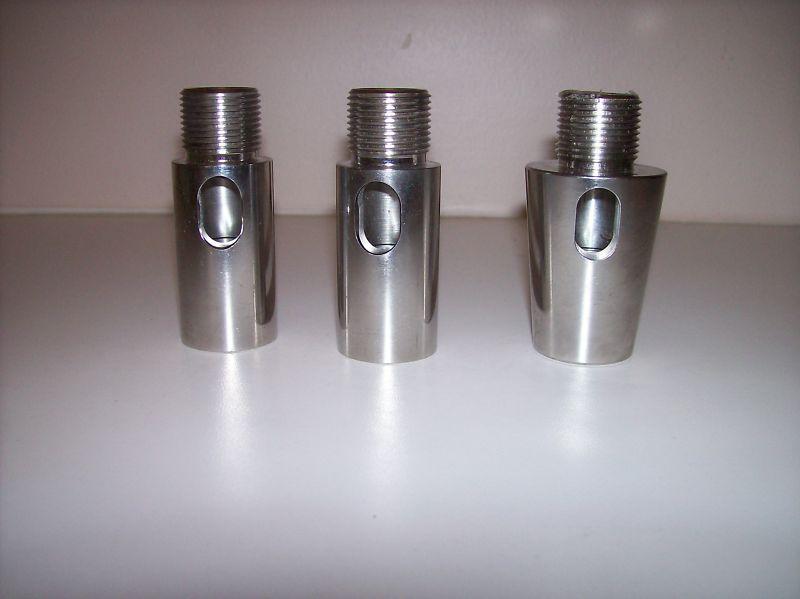 Three 2 1/4" stainless steel extension ferrule 1"-14 threads 3 1/8" overall 