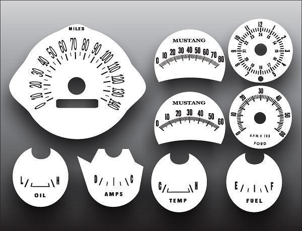 1964-1966 ford mustang rally pack instrument cluster white face gauges