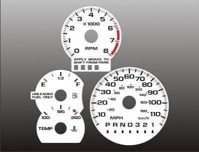 1995-1999 chevrolet cavalier z24 auto instrument cluster white face gauges