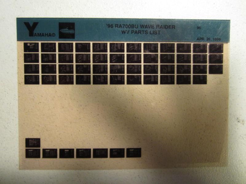 1996 yamaha wave raider ra700bu microfiche parts catalog jet ski ra 700 bu