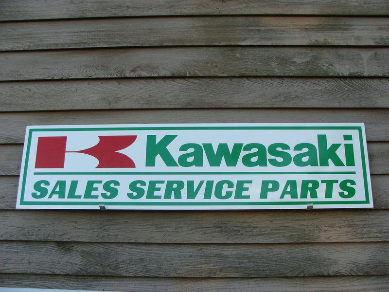 Vintage style kawasaki motorcycle metal dealer/service sign 1'x4'