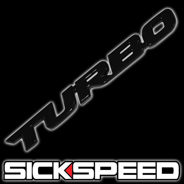 Black metal turbo text engine race motor swap emblem badge for trunk hood door