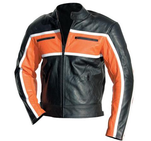 Black_orange_leather motorcycle jacket men motorbike racing jacket biker jacket