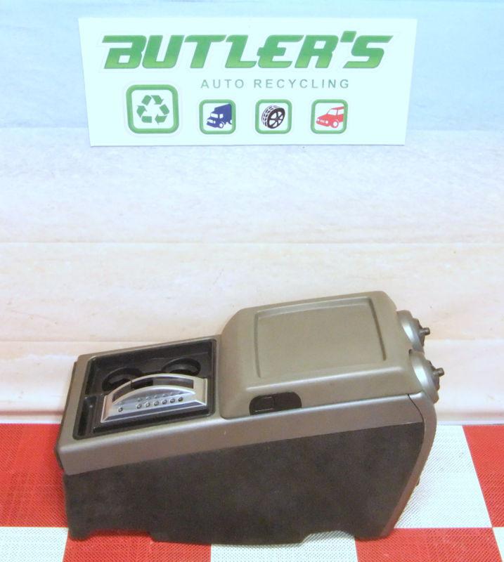 03-07 hummer h2 center console w/ armrest lid shifter trim bezel cupholder tan