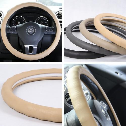 58004 14"-15" 38cm steering wheel cover beige leather fiat bmw audi suv car new