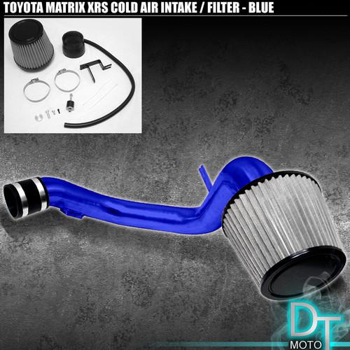 Stainless washable cone filter + cold air intake 03-06 matrix xrs blue aluminum