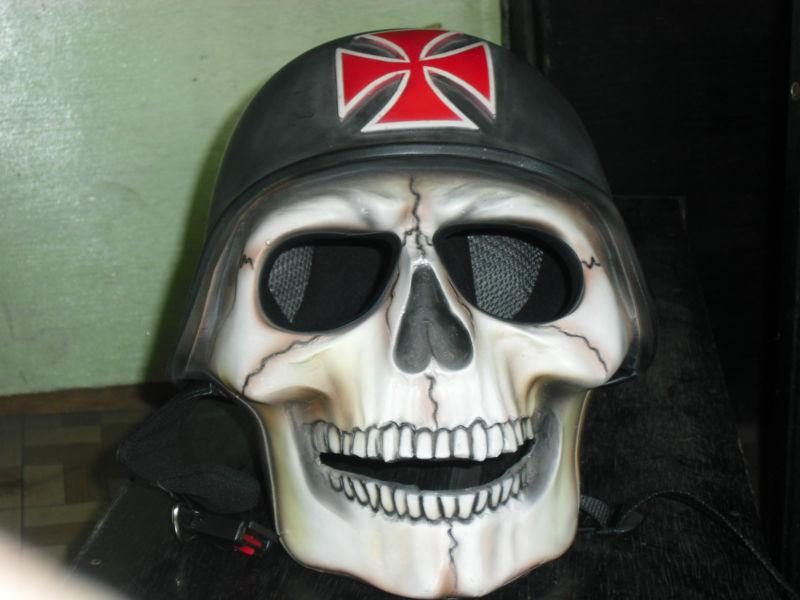  full face skeleton skull 3d airbrush rare motorcycle helmet gremany soldier