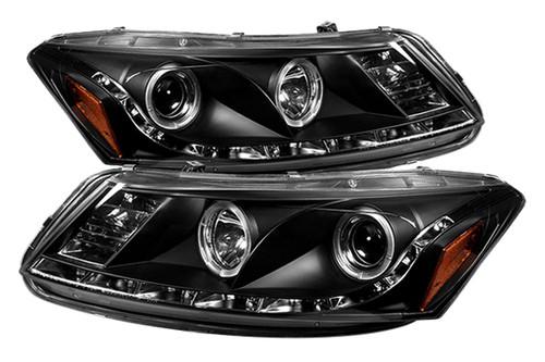 Spyder ha084ddrl black clear projector headlights head light w leds 2 pcs 1 pair