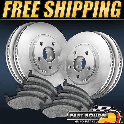 2 front and 2 rear blank replacement brake rotors & 8 semi-metallic pads f343045