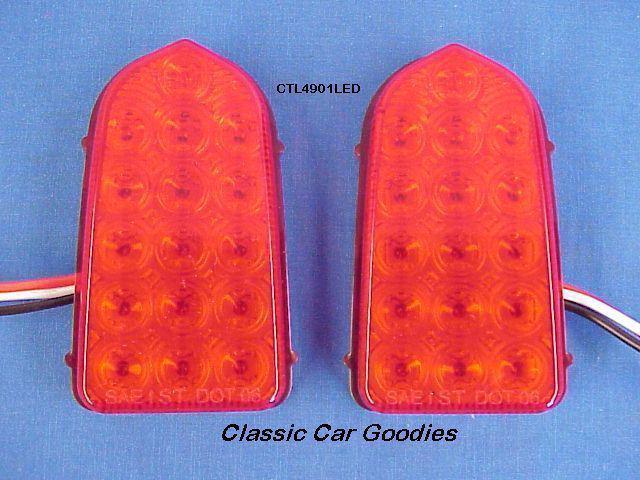 1949-1950 chevy red led tail light inserts (2) 12v new!