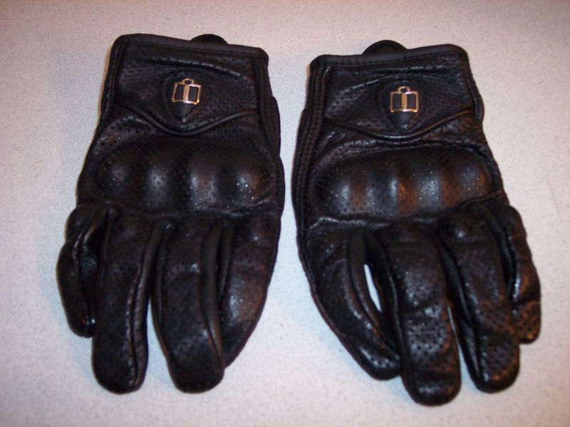 Icon pursuit gloves size large black leather motorcycling glove