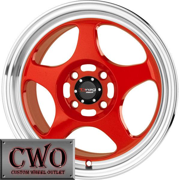 15 red drag dr-23 wheels rims 4x100 4 lug civic mini miata g5 cobalt xb integra