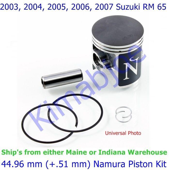 2003 2004 2005 2006 2007 suzuki rm 65 namura 44.96 mm (+.51) namura piston kit