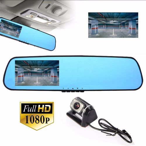 4.3&#034; 1080p car rearview mirror lcd gps dvr video recorder dash cam motion detect