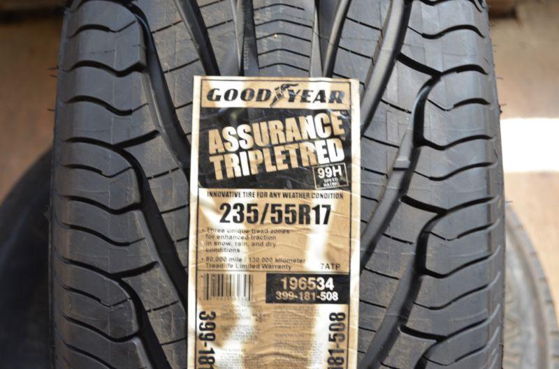 2 new 235 55 17 goodyear assurance tripletred tires