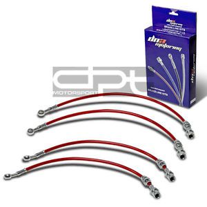 For 89-94 maxima w/abs replacement front/rear hose red pvc coated brake line