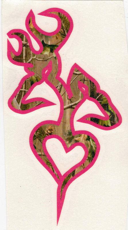 Deer heart tribal decal / sticker camo pink outline 6 inch browning like tribal