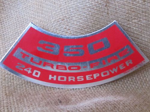 350 turbo-fire 240 horsepower hp gm air cleaner  decal