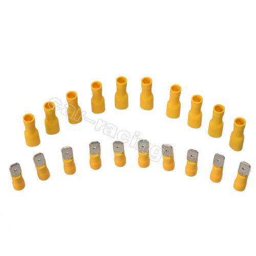 20pc/10pair yellow full insulated spade electrical crimp connector male &amp; female