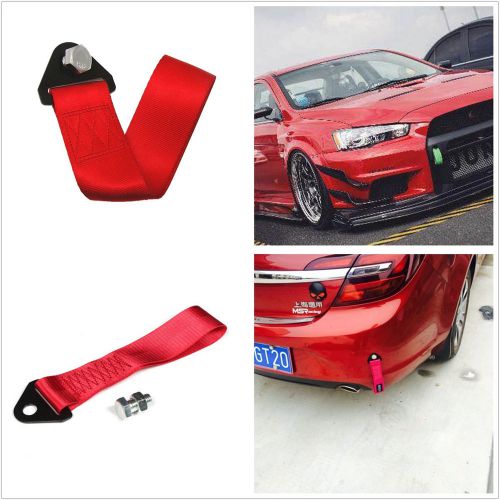 Red car high strength tow strap hook point fabric heavy duty road recovery rope