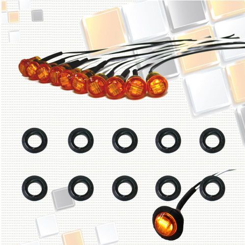 10x mini 12v dc amber 3/4&#034; round side 3 led marker trailer bullet license light