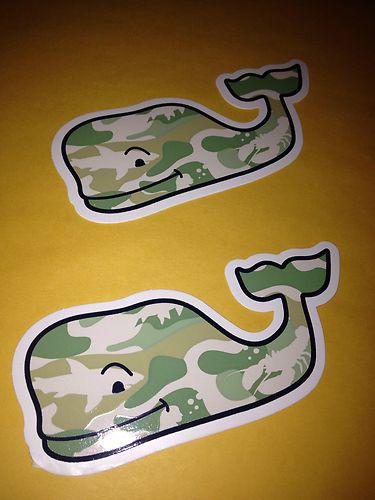 Two camouflage vineyard vines whale stickers