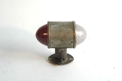 Vintage double marker light cowl lamp red and white glass lens with switch