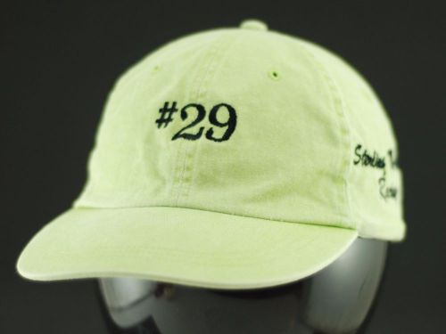 Harris marine racing #29 hat lime green baseball cap leather adjustable slouch
