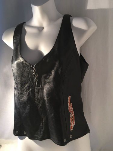 Harley davidson woman black leather small vest