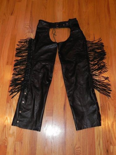 Barney&#039;s leather - ladies black fringed chaps - l