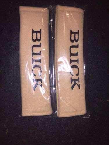 Buick embroidered tan seat belt shoulder pad cushions