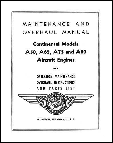 Continental a50 a65 a75 a80 overhaul part operators service manual -12- manuals
