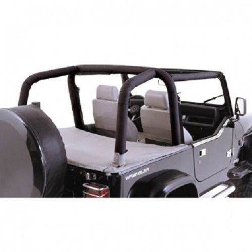 1992-95 jeep wrangler yj rugged ridge roll bar cover kit, black denim, 13611.15