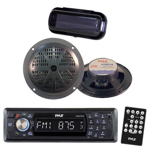 All new in dash marine boat yacht receiver +wireless bluetooth 2 speakers /cover