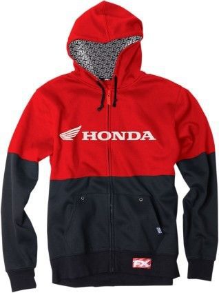 Factory effex logo mens embroidered zip up hoodie honda double, red/black