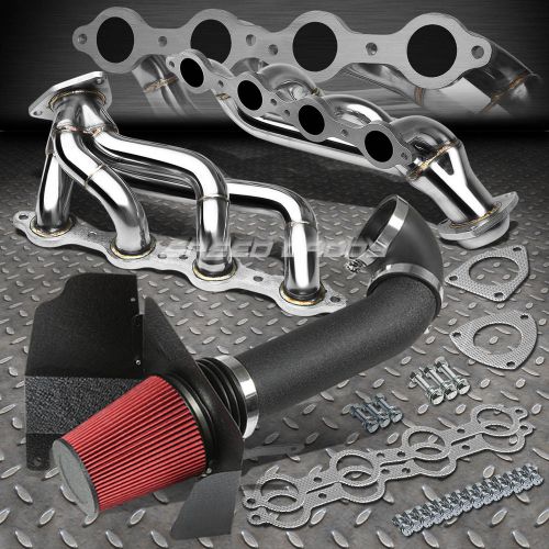 Wrinkle heat shield air intake+racing header exhaust for 07-08 chevy/gmc c/k v8
