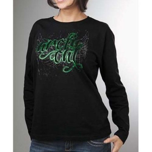 New junior&#039;s arctic cat foil l/s t-shirt ~ size l~ 5249-244 ~ black/green
