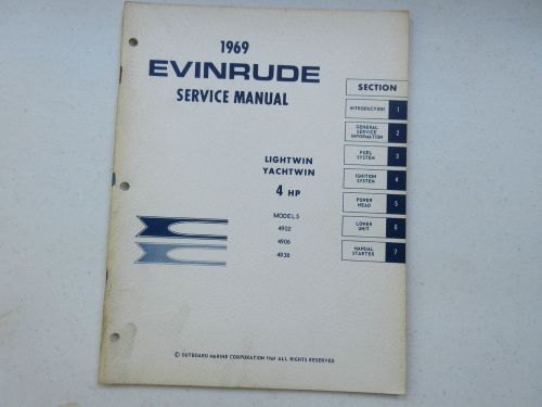 1969 evinrude outboard motor factory service manual 4 hp