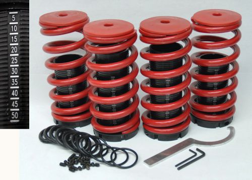 Honda adjustable 0-4&#034; red suspension coilovers lowering springs kit w/ scale