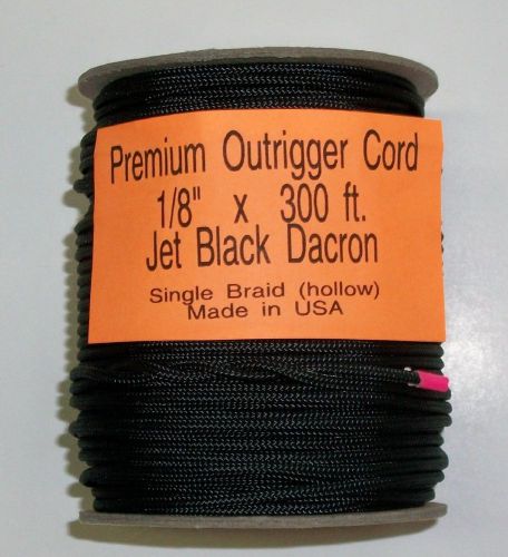 1/8&#034;x 300 ft. finely braided dac jet black outrigger single braid cord hollow