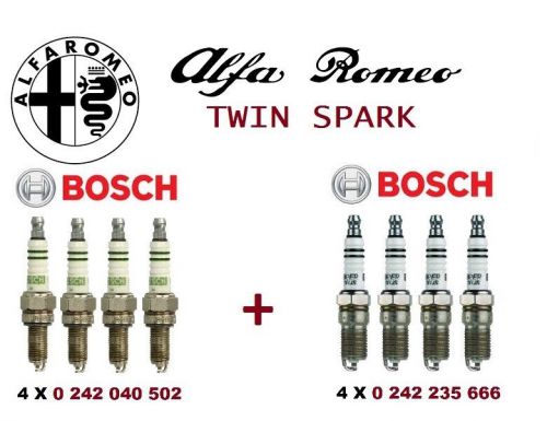 Set of 8 new genuine bosch spark plugs for alfa romeo twin spark engine