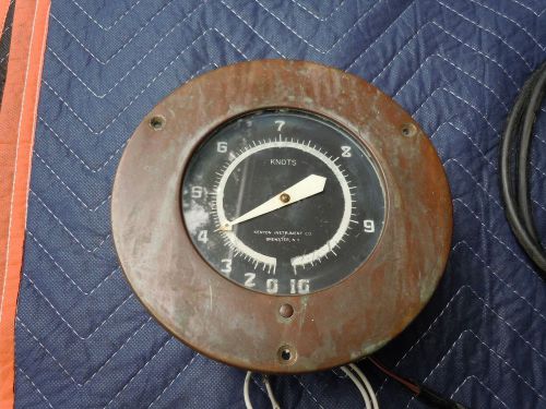 Vintage brass boat speedometer in knots. kenyon instrument co. brewster, ny