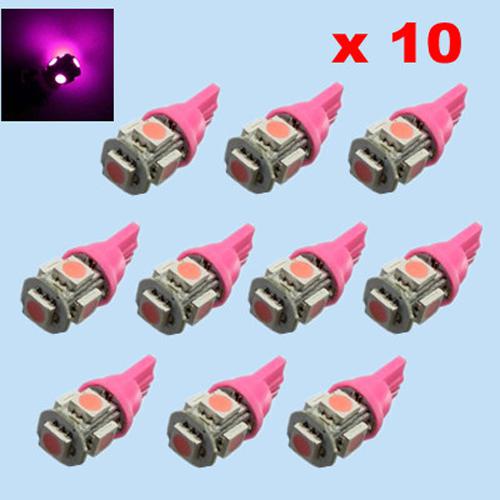 10x t10 5smd 5050 xenon side marker 194 168 w5w car led wedge light bulbs pink 